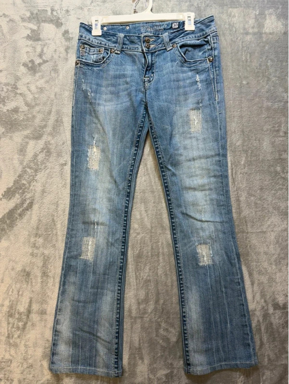 Miss Me Angel Wings Bootcut Jeans Womens Size 30 Distressed Rhinestone JP5082